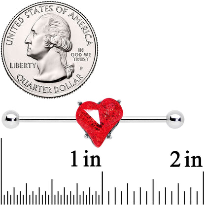 14 Gauge Red Gem Heart Love Valentines Day Industrial Barbell 38mm