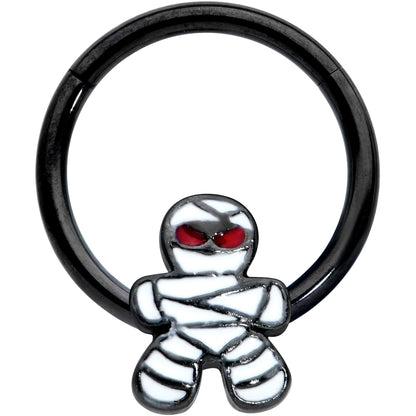 16 Gauge 3/8 Black Red Eye Mummy Halloween Segment Ring