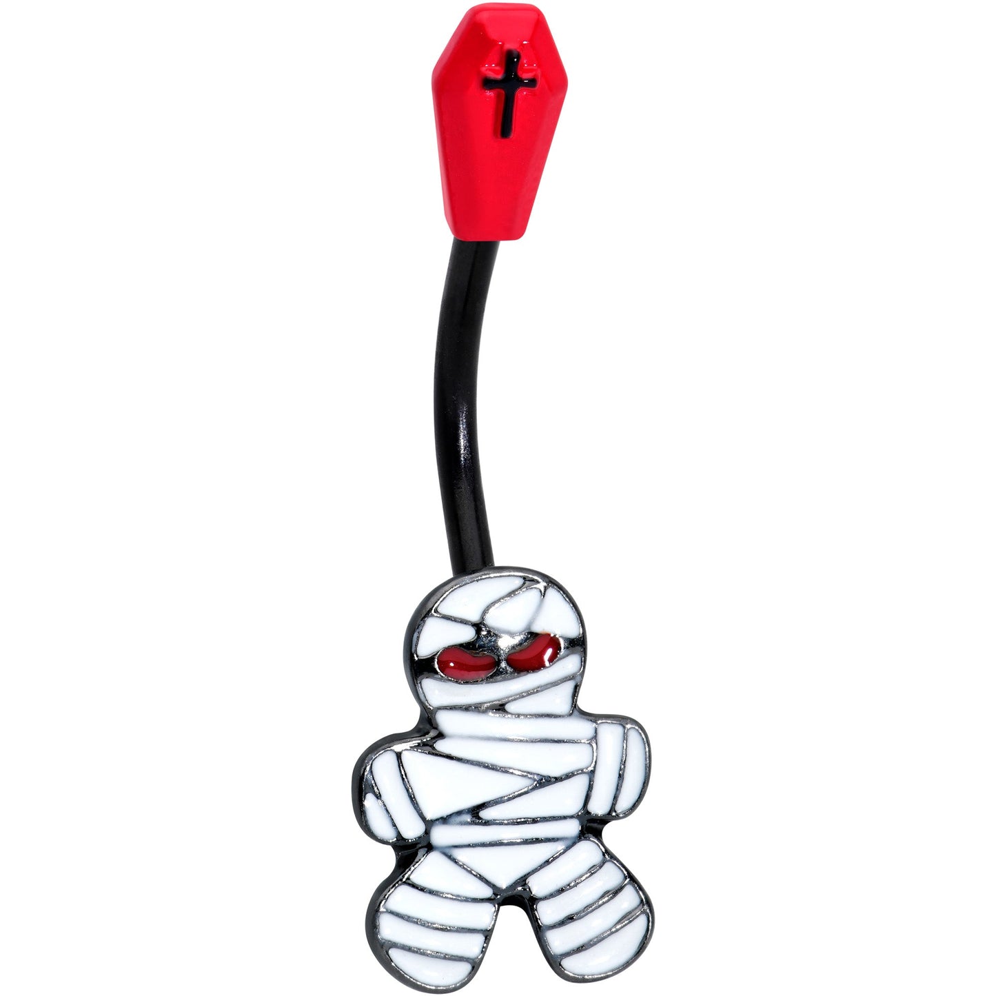 Black Red Coffin Mummy Halloween Belly Ring