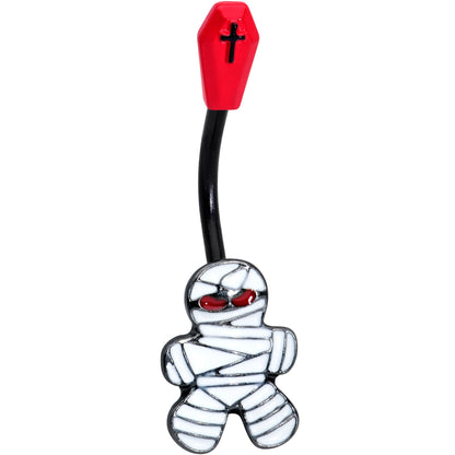 Black Red Coffin Mummy Halloween Belly Ring