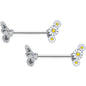 14 Gauge 9/16 Clear Gem Butterfly Daisy Flower Barbell Nipple Ring Set