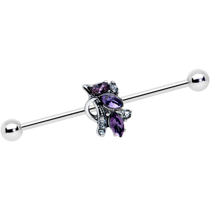 14 Gauge Purple Gem Abstract Elegance Industrial Barbell 38mm