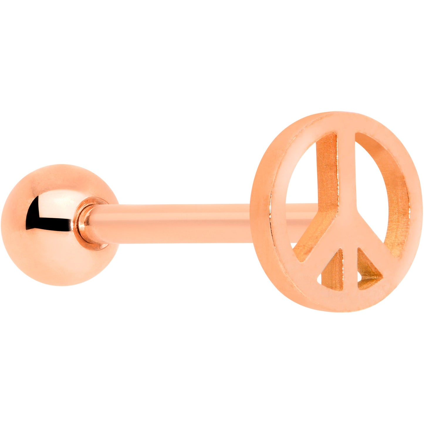 Rose Gold Tone Talking About Peace Sign Barbell Tongue Ring