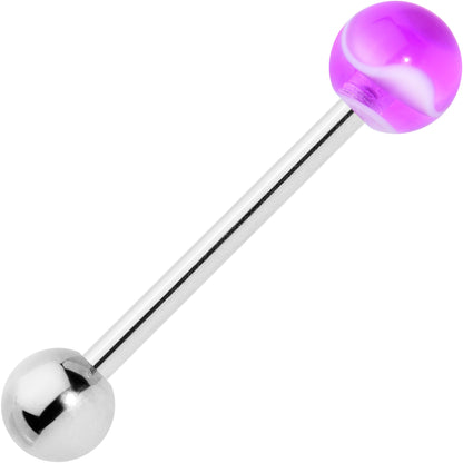 Purple Amethyst Top End Barbell Tongue Ring