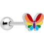 Pride Rainbow Stripes Butterfly Barbell Tongue Ring