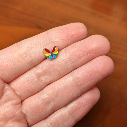 Pride Rainbow Stripes Butterfly Barbell Tongue Ring