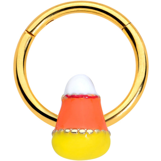 16 Gauge 3/8 Gold Tone Candy Corn Halloween Segment Ring