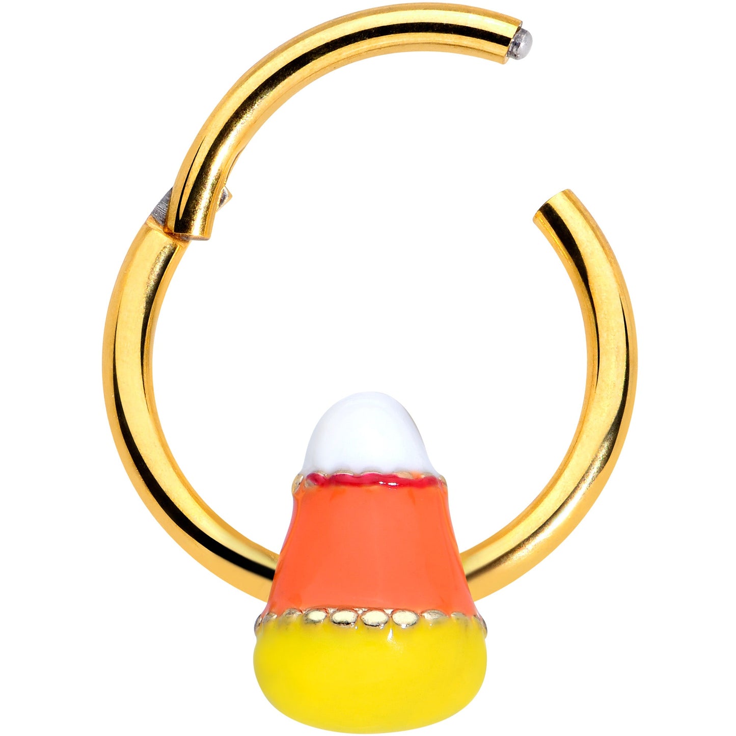 16 Gauge 3/8 Gold Tone Candy Corn Halloween Segment Ring