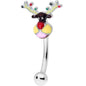 16 Gauge 5/16 Colorful Reindeer Christmas Curved Eyebrow Ring