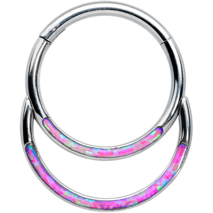 16 Gauge 3/8 Purple Synthetic Opal Double Row Hinged Segment Ring