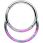 16 Gauge 3/8 Purple Synthetic Opal Double Row Hinged Segment Ring