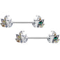 14 Gauge 9/16 Multicolor Openwork Autumn Leaf Barbell Nipple Ring Set