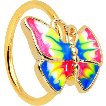 20 Gauge 5/16 Gold Tone Bright Butterfly Nose Hoop