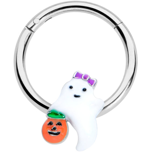 16 Gauge 3/8 Trick or Treat Bow Ghost Halloween Hinged Segment Ring