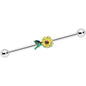 14 Gauge Cheery Yellow Sunflower Industrial Barbell 38mm