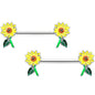 14 Gauge 9/16 Cheery Sunflower Barbell Nipple Ring Set