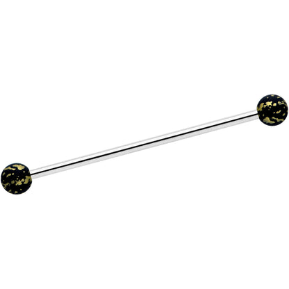 14 Gauge Matte Black Splatter Pattern Ends Industrial Barbell 38mm