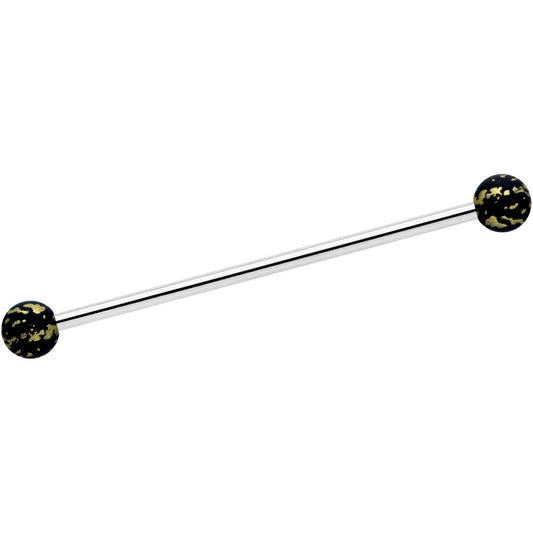 14 Gauge Matte Black Splatter Pattern Ends Industrial Barbell 38mm