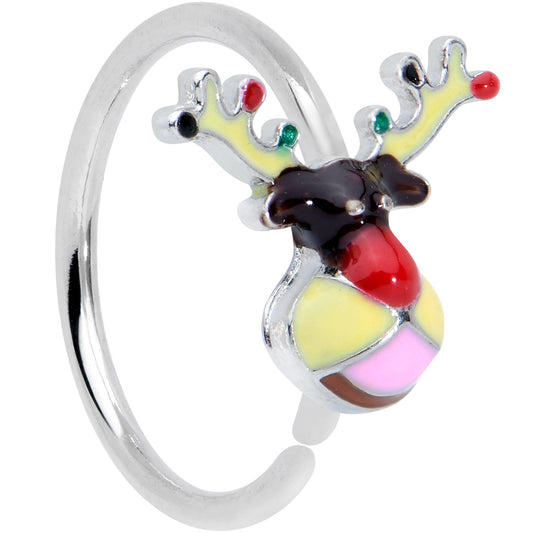 20 Gauge 5/16 Colorful Reindeer Christmas Nose Hoop
