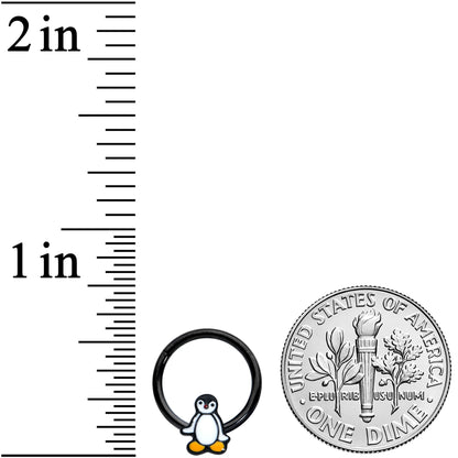 16 Gauge 3/8 Black Baby Penguin Hinged Circular Ring