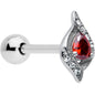 Clear Red Gem Swirling Oval Barbell Tongue Ring