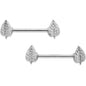 14 Gauge 9/16 Autumn Textured Leaf Barbell Nipple Ring Set