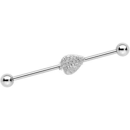 14 Gauge Autumn Textured Leaf Industrial Barbell 38mm