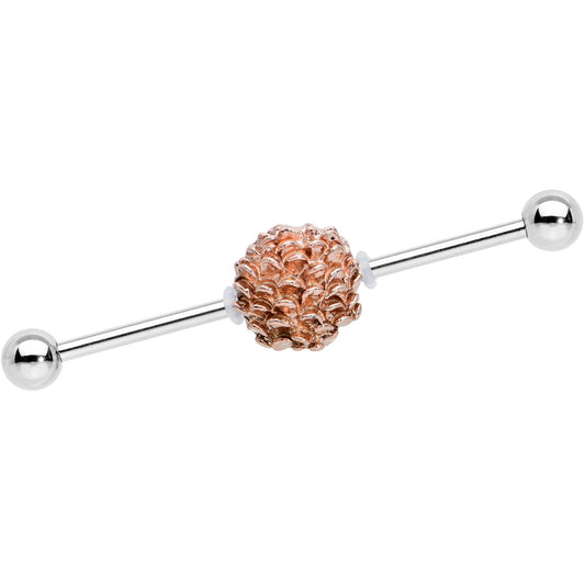 14 Gauge Autumn Pine Cone Industrial Barbell 38mm