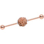 14 Gauge Rose Gold Tone Autumn Pine Cone Industrial Barbell 38mm