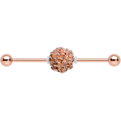 14 Gauge Rose Gold Tone Autumn Pine Cone Industrial Barbell 38mm