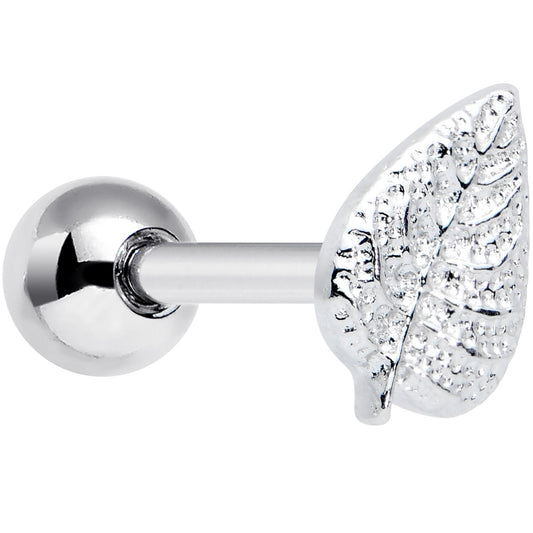 16 Gauge 1/4 Autumn Textured Leaf Cartilage Tragus Earring