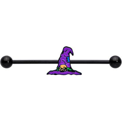 14 Gauge Black Witches Purple Hat Halloween Industrial Barbell 38mm