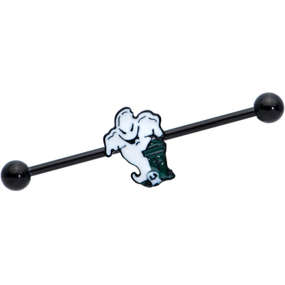 14 Gauge Black Graveyard Ghost Halloween Industrial Barbell 38mm