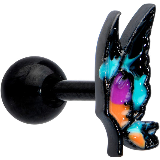 16 Gauge 1/4 Black Sunset Side Butterfly Cartilage Tragus Earring