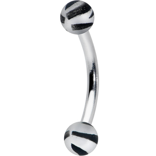 16 Gauge 5/16 Matte Grey Zebra Stripe Curved Eyebrow Ring