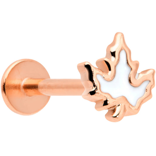 16 Gauge 5/16 Rose Gold Tone Fall White Maple Leaf Labret Tragus