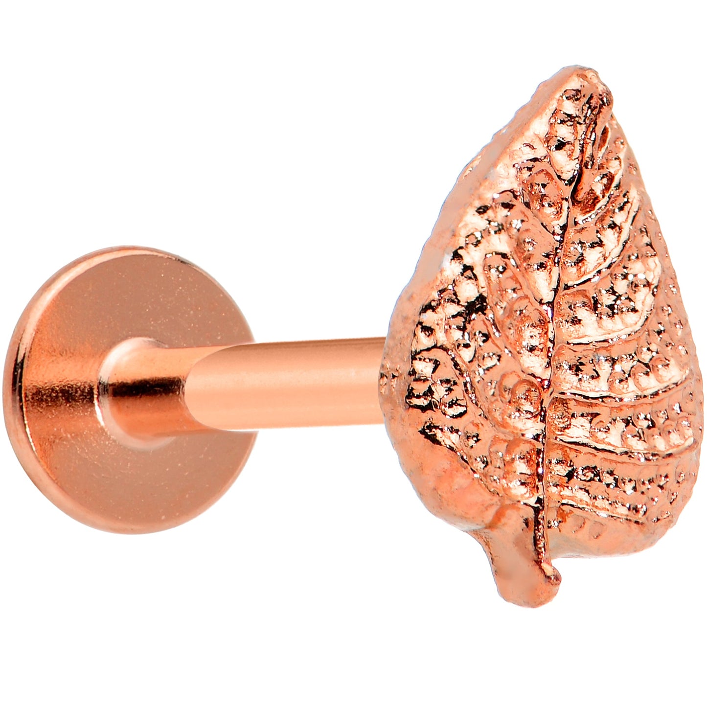 16 Gauge 5/16 Rose Gold Tone Autumn Textured Leaf Labret Monroe Tragus