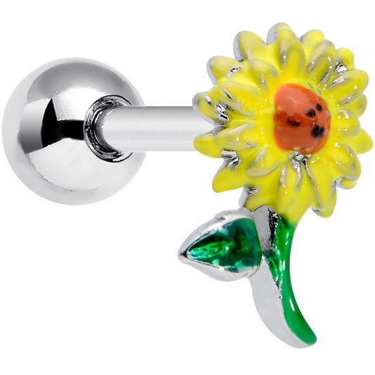 16 Gauge 1/4 Sunny Yellow Sunflower Cartilage Tragus Earring