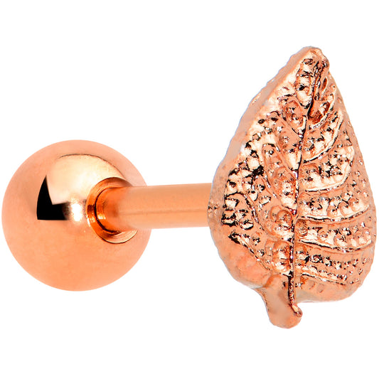 16 Gauge 1/4 Rose Gold Tone Fall Texture Leaf Cartilage Tragus Earring