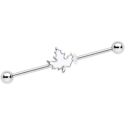 14 Gauge Autumn White Maple Leaf Industrial Barbell 38mm