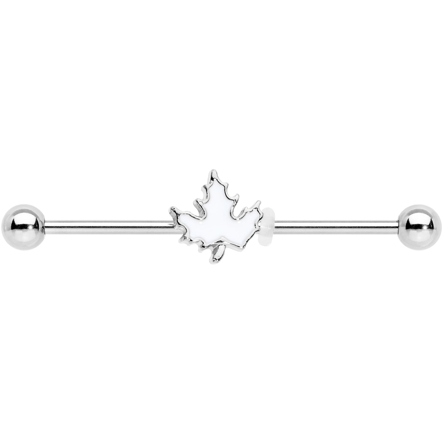 14 Gauge Autumn White Maple Leaf Industrial Barbell 38mm