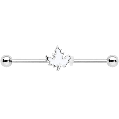 14 Gauge Autumn White Maple Leaf Industrial Barbell 38mm