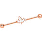 14 Gauge Rose Gold Hue Autumn White Maple Leaf Industrial Barbell 38mm