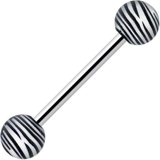 Matte Black Zebra Stripe Barbell Tongue Ring