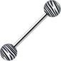 Matte Black Zebra Stripe Barbell Tongue Ring