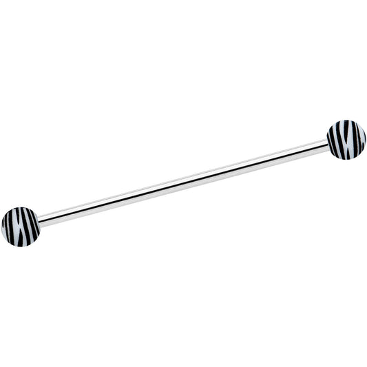 14 Gauge Matte White Zebra Stripe Industrial Barbell 38mm