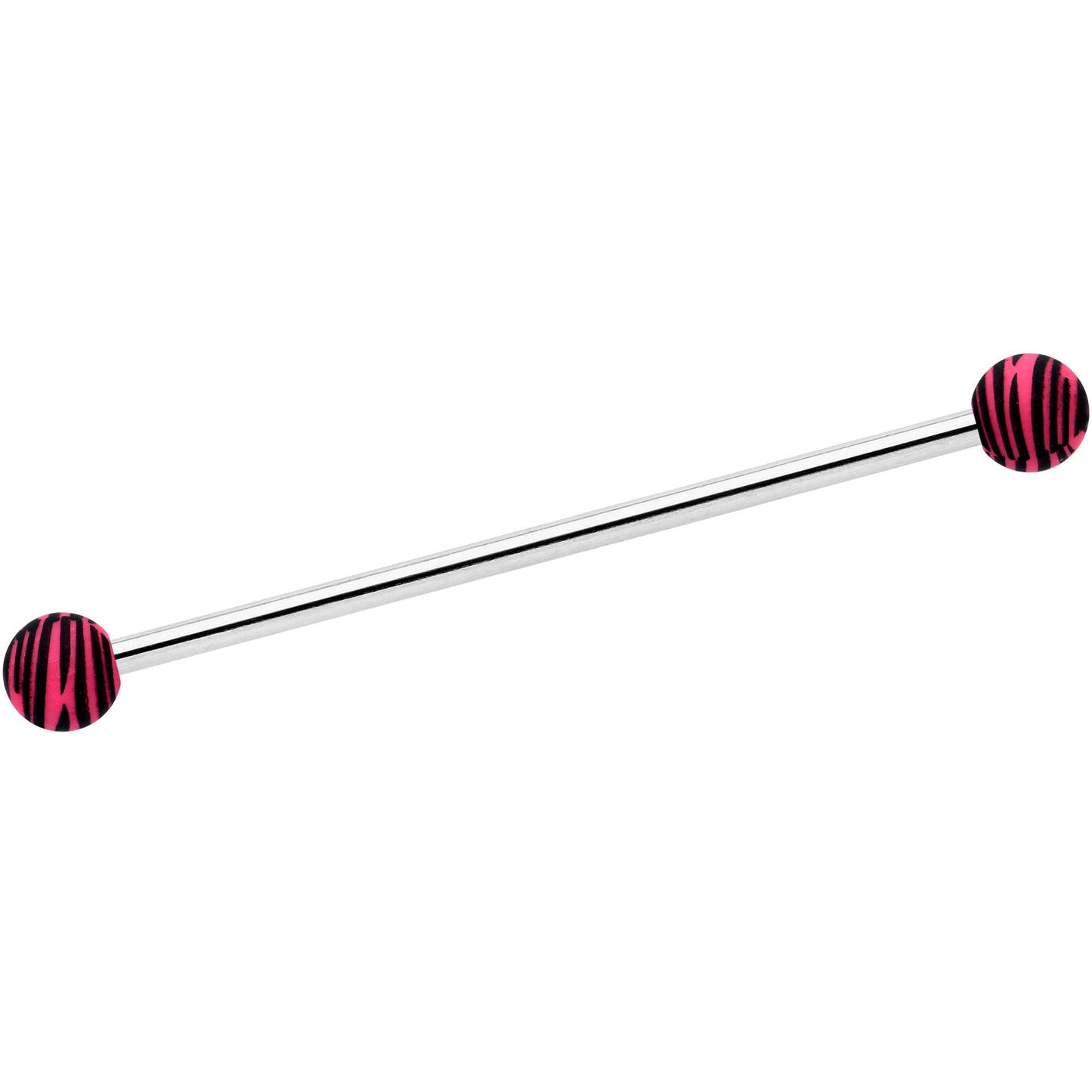 14 Gauge Matte Pink Zebra Stripe Industrial Barbell 38mm