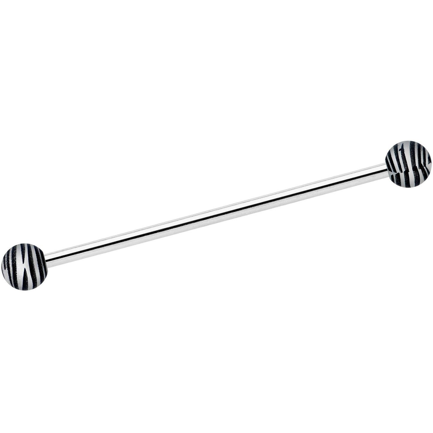 14 Gauge Matte Black Zebra Stripe Industrial Barbell 38mm