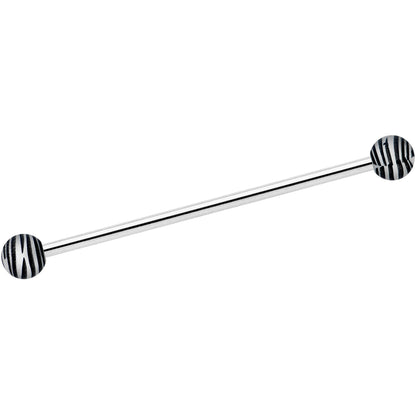 14 Gauge Matte Black Zebra Stripe Industrial Barbell 38mm