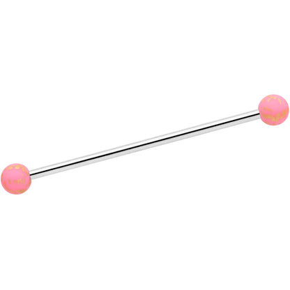 14 Gauge Matte Pink Splatter Pattern Ends Industrial Barbell 38mm